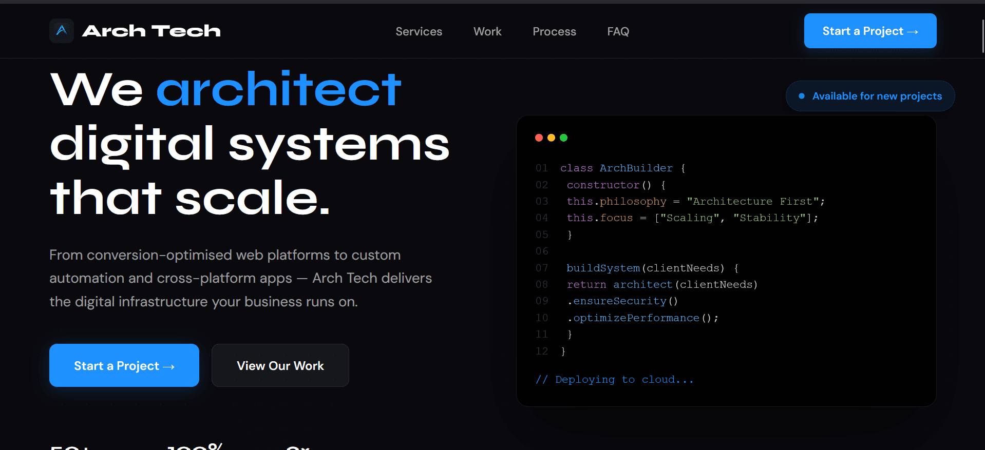 Arch Tech dashboard preview